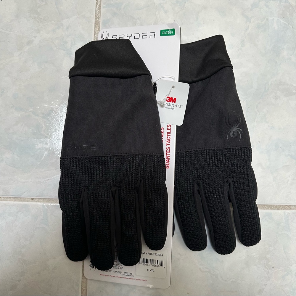 NWT Spyder Core Conduct Black Gloves size XL